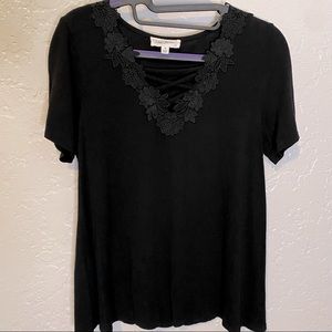 Lace Flower V-Neck Blouse